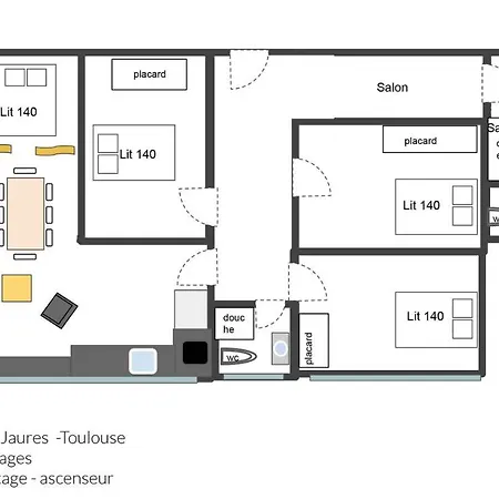 Nocnoc - Le Jaures, Hypercentre Prox Gare 3ch 2sdb Apartment Toulouse